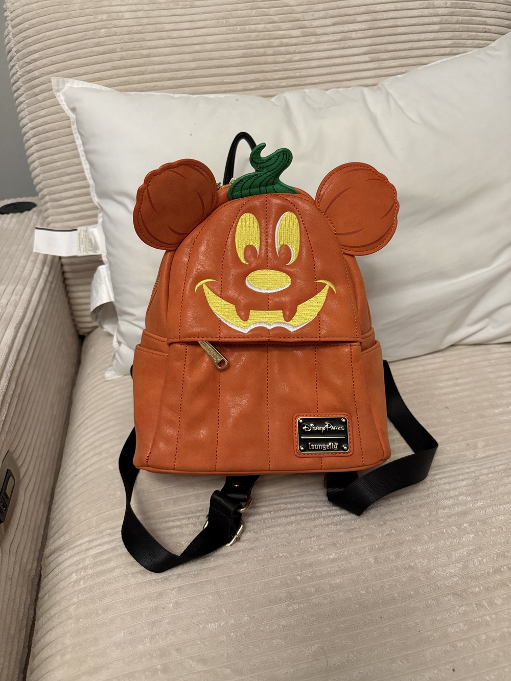Disney Parks Loungefly Pumpkin Mickey Mini Backpack - Orange